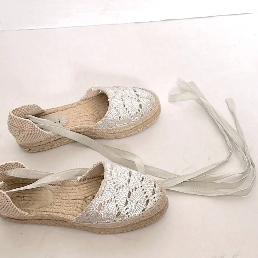 MANEBI Valencia platform Espadrilles metallic silver size 37 women’s